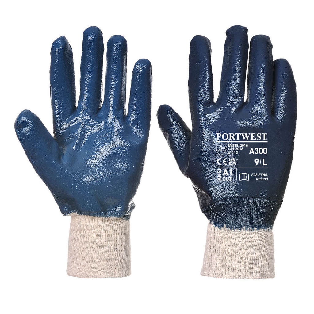 A300 - Gant nitrile, poignet tricot Marin