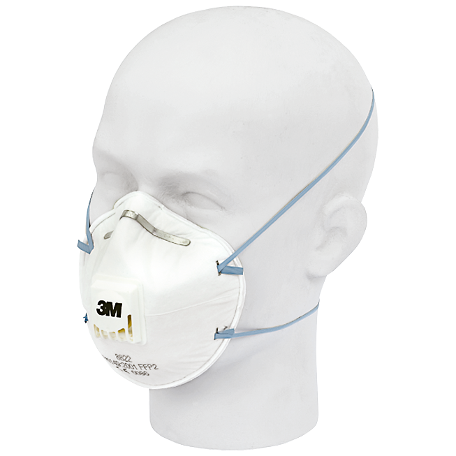 8822 - Masque protection pour outillages et ponçage manuel 3M™ 8822, FFP2, avec soupape, 3/PK - 3M
