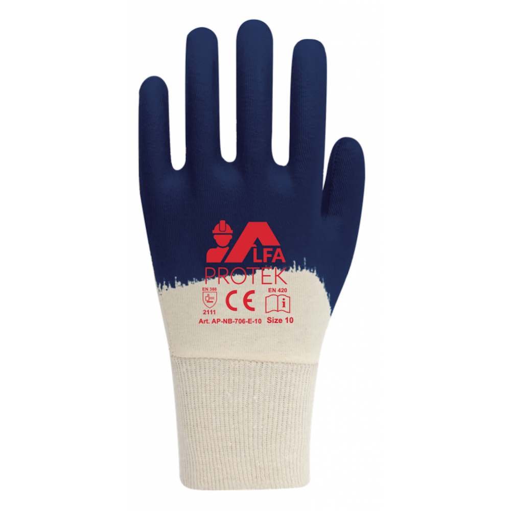 AP-NB-706-E - Gant coton Enduction palmaire en nitrile 3/4 -AlphaProtec