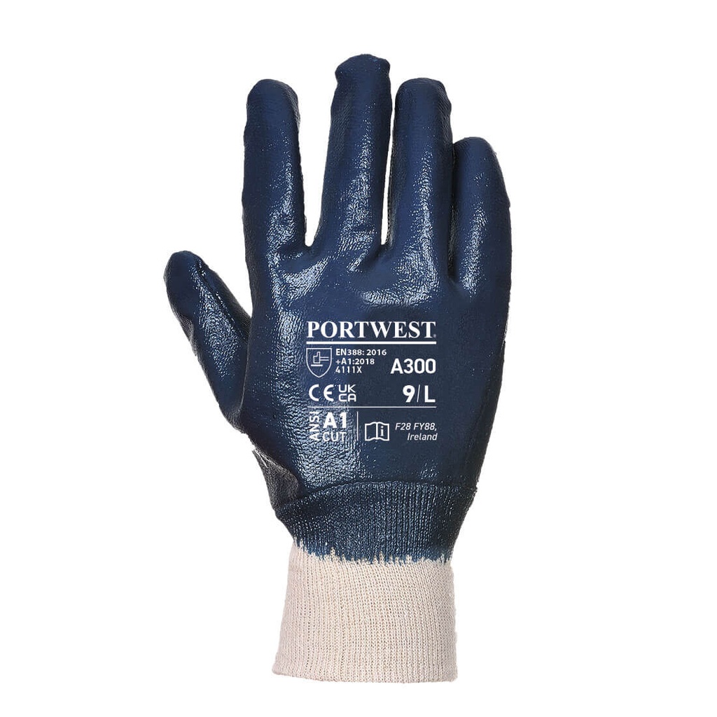 A300 - Gant nitrile, poignet tricot Marin