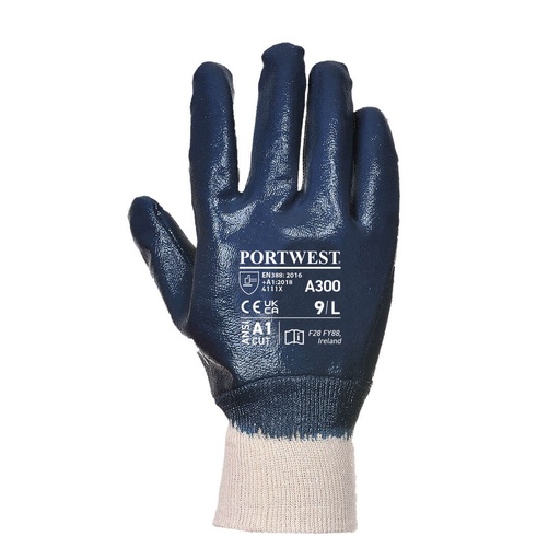 A300 - Gant nitrile, poignet tricot Marin