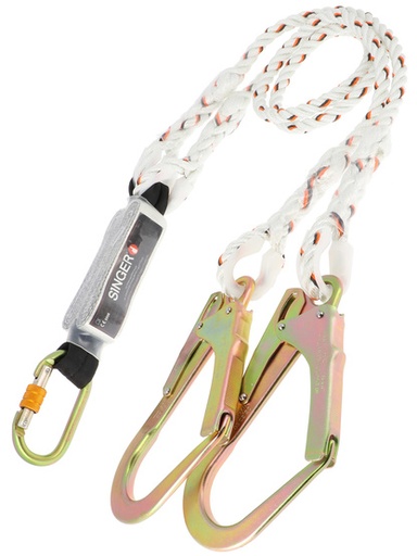 [TWINPRO15] DOUBLE LONGE ANTICHUTE AVEC ABSORBEUR D'ÉNERGIE ET CONNECTEURS. 1.50 M - SINGER Safety